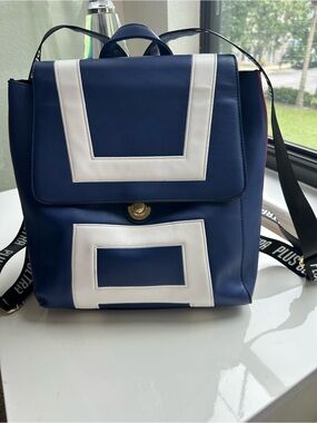 Structured Navy and White Convertible Backpack Tote